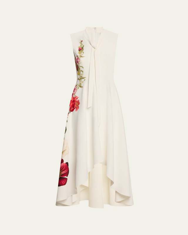 Sleeveless High-Low Crepe Maxi Dress